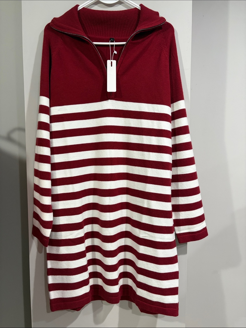 Newshows NWT Red and White Striped Sweater Dress